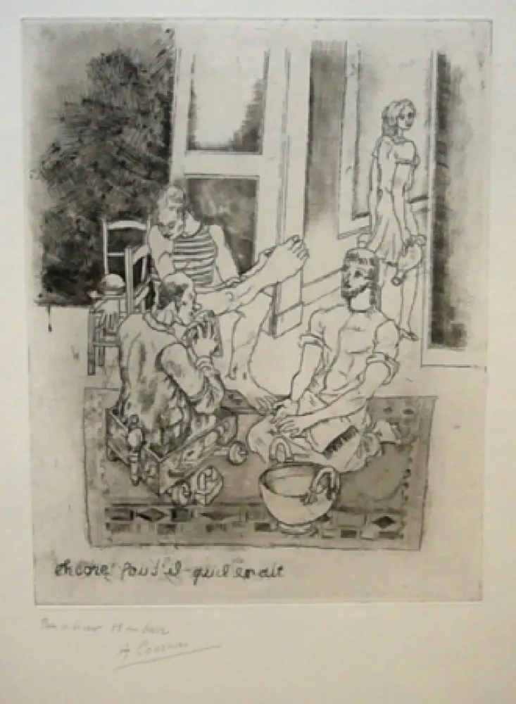 Engraving Courmes - Le lavement de pieds II (noir)