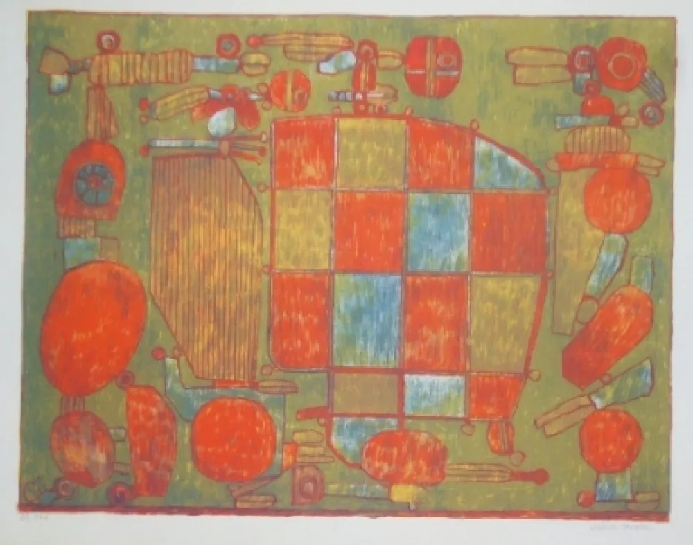 Lithograph Courtin - Parent du côté gauche