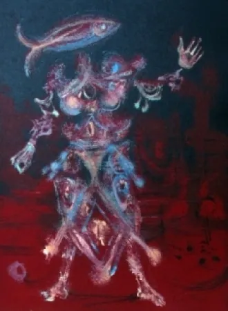 Lithograph Coutaud - Chevalier au poisson