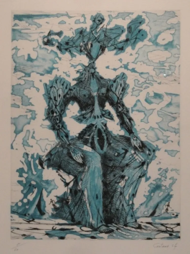 Engraving Coutaud - Femme assise