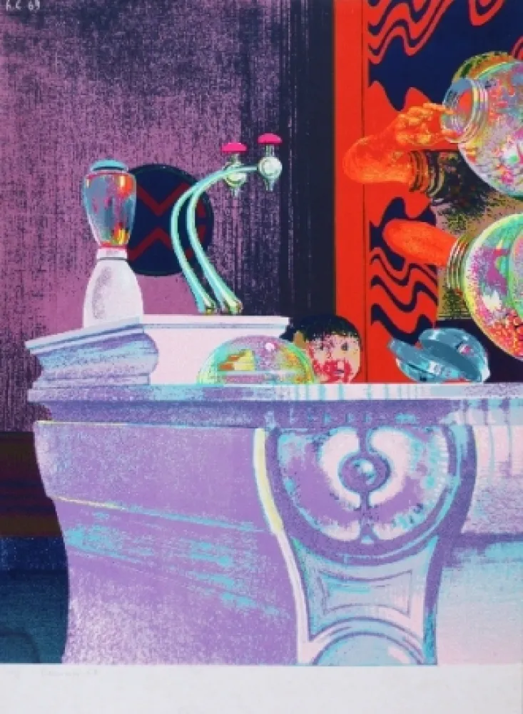 Screenprint Cremonini - Enfant au bar