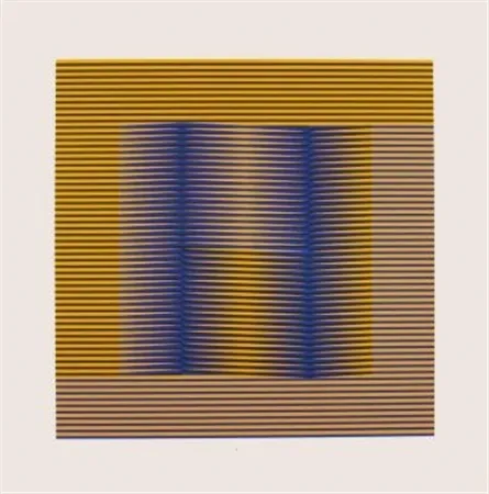 Screenprint Cruz-Diez - COMPOSITION EN JAUNE ET VILOET