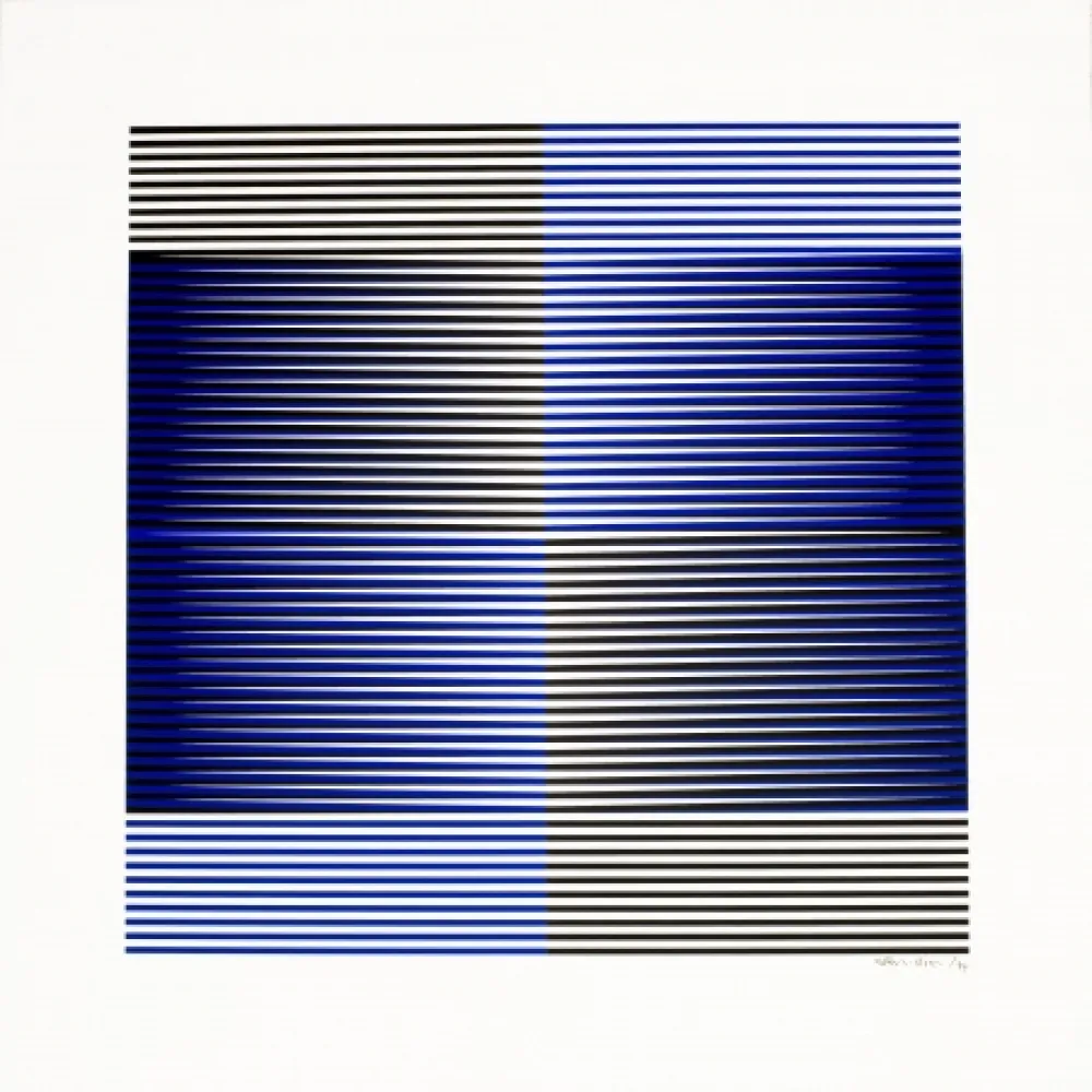Screenprint Cruz-Diez - Induction Chromatique (Black & Blue) 