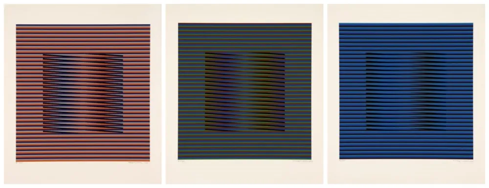 Screenprint Cruz-Diez - ORANGE, VERTE y BLEU