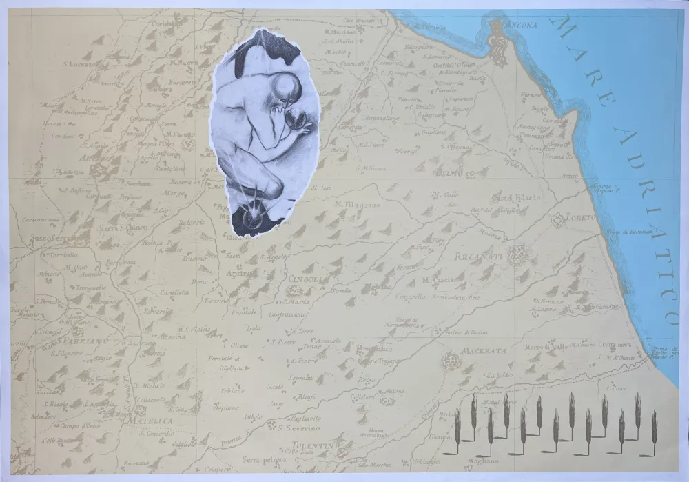 Lithograph Cucchi - E il 1991 le Marche dichiarano guerra all'Umbria
