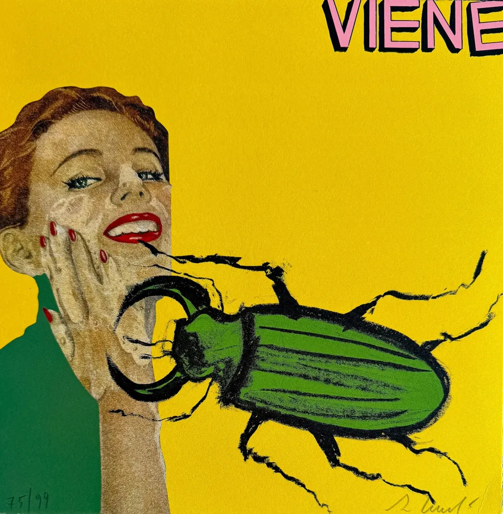 Lithograph Cucchi - Viene