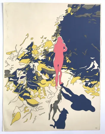 Lithograph Cueco - Femme et mouton