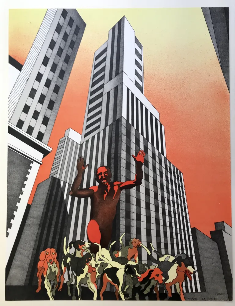 Lithograph Cueco - La meute