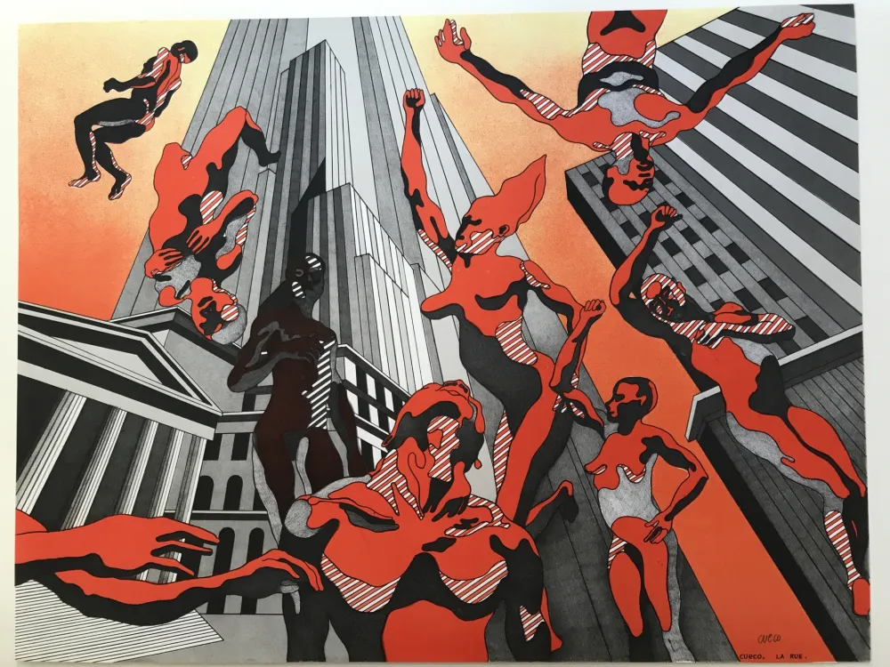 Lithograph Cueco - La rue