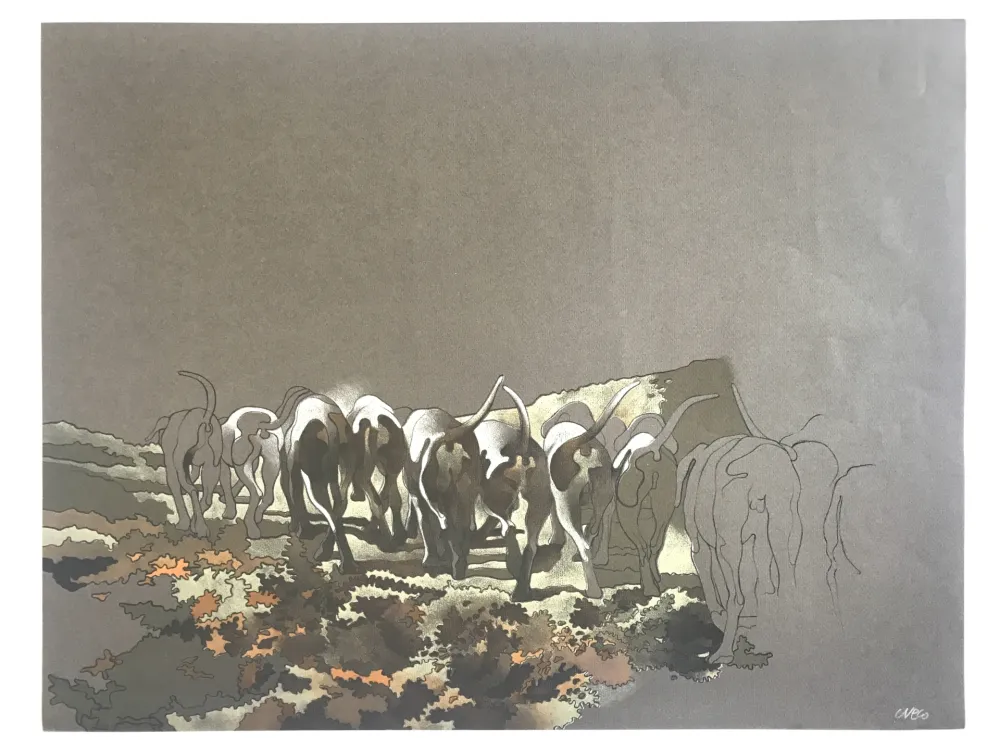 Lithograph Cueco - Meute de chiens II