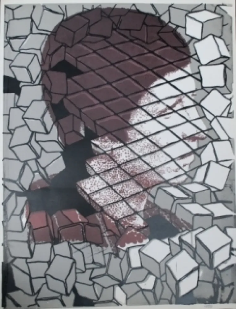 Screenprint Cueco - Profil sur pavés