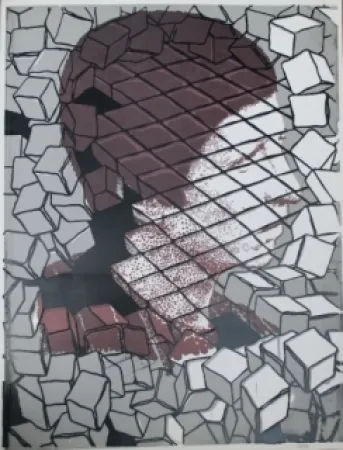 Screenprint Cueco - Profil sur pavés