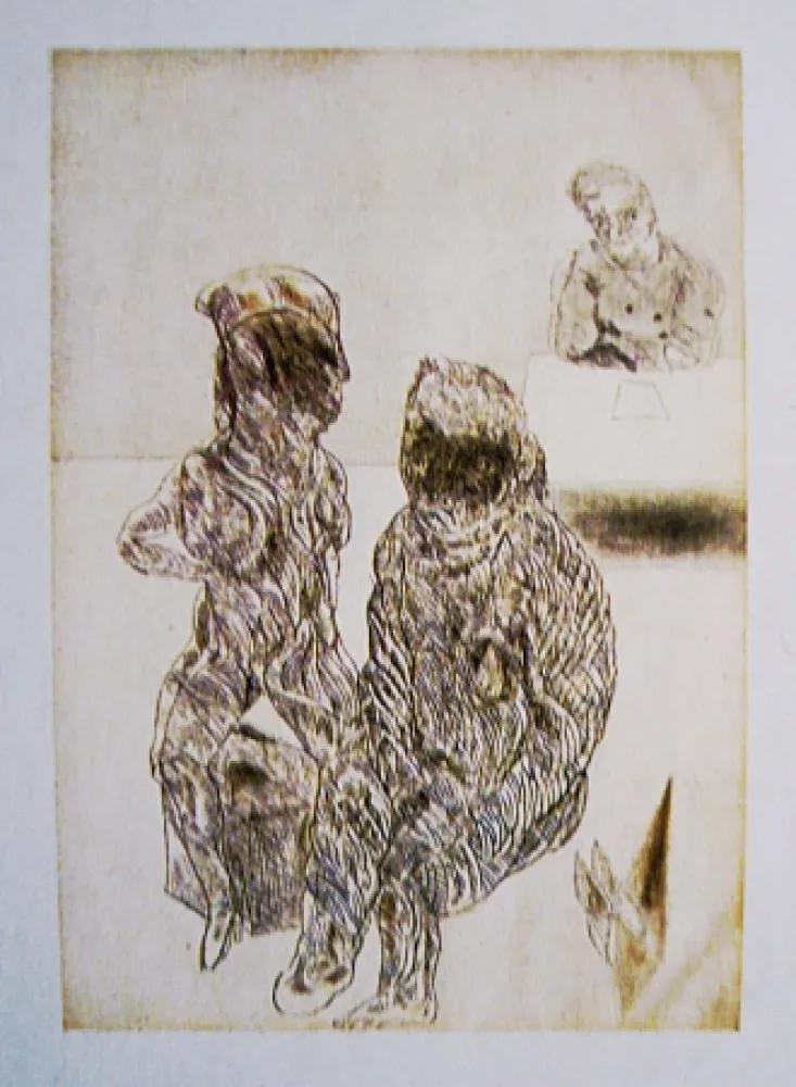 Etching And Aquatint Cuevas - Autorretrato con pareja