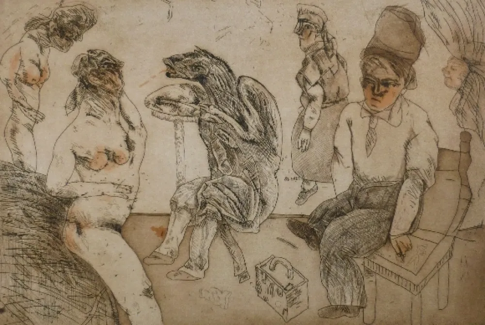 Etching And Aquatint Cuevas - Autorretrato en Blanes