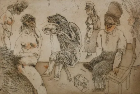 Etching And Aquatint Cuevas - Autorretrato en Blanes