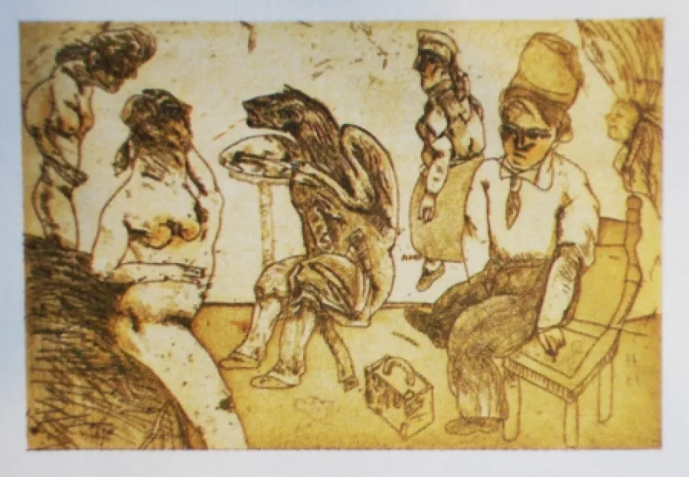 Etching And Aquatint Cuevas - Autorretrato en Blanes