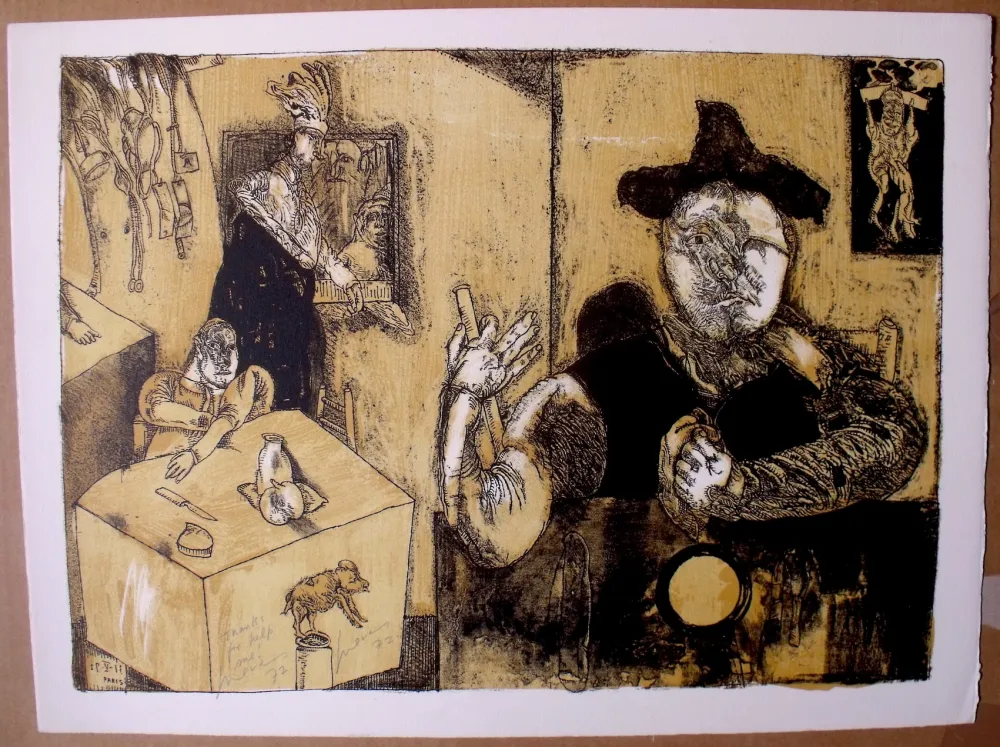 Lithograph Cuevas - Le repas du magicien