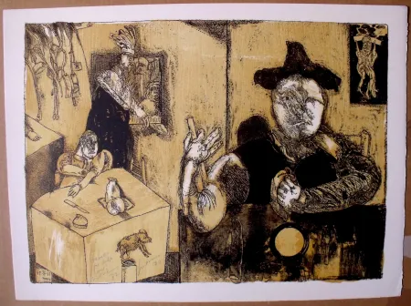 Lithograph Cuevas - Le repas du magicien
