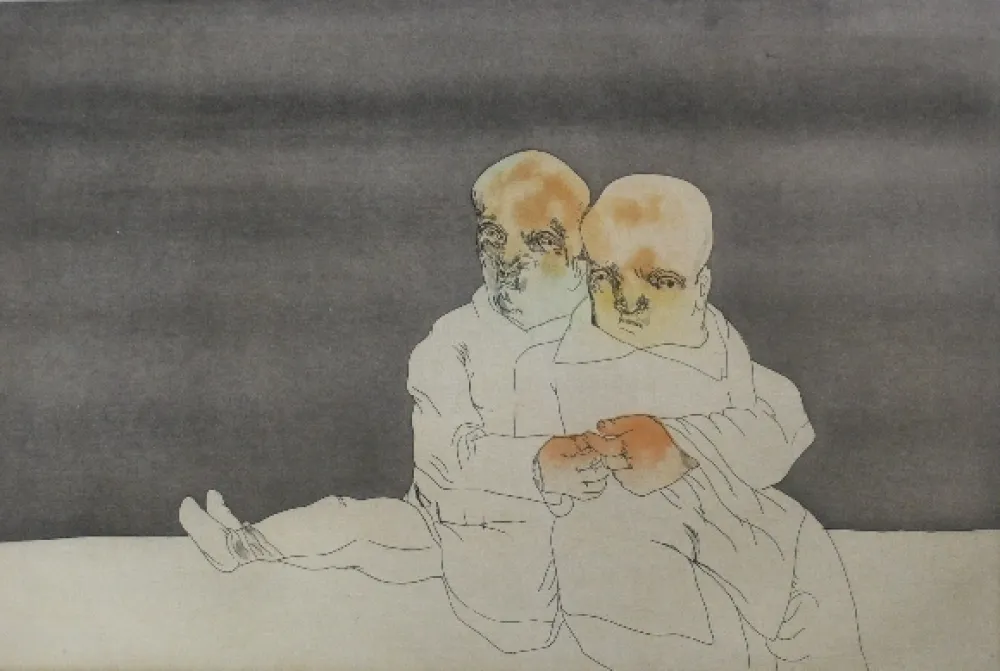 Etching And Aquatint Cuevas - Pareja en el mar