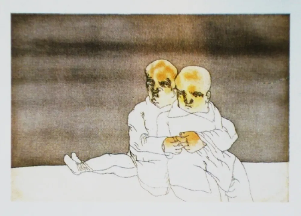 Etching And Aquatint Cuevas - Pareja en el mar