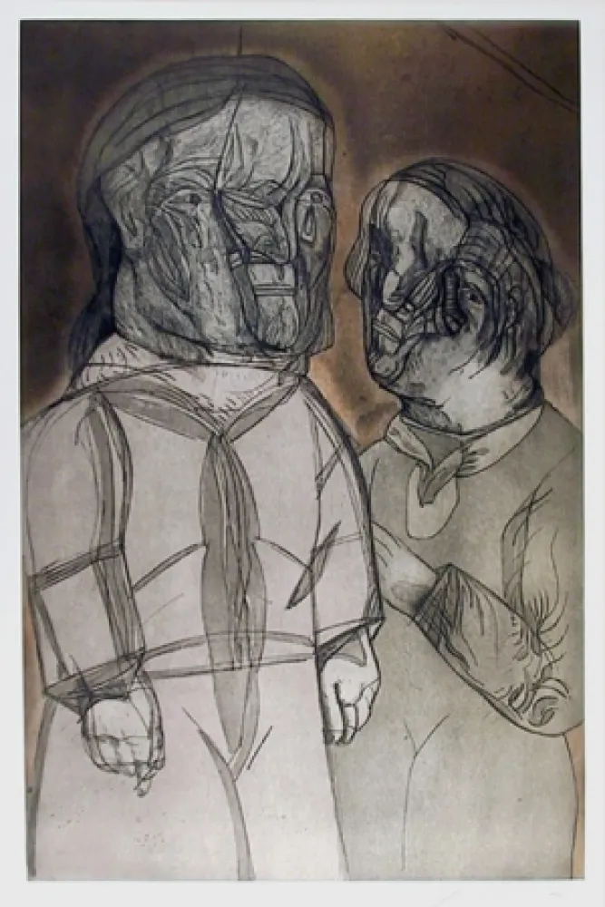 Etching And Aquatint Cuevas - Ustine y el Marquez de Sade from the Intolerance Portfolio