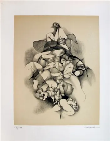 Lithograph Daboval - Les phantasmes de Berthe