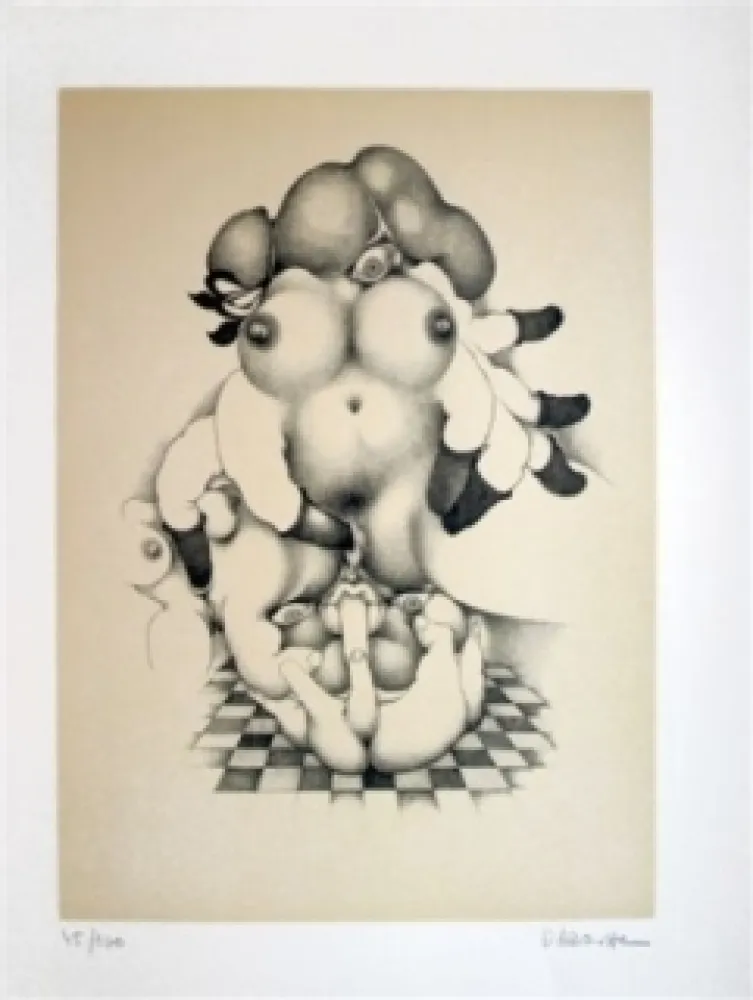 Lithograph Daboval - Les phantasmes de Berthe 2