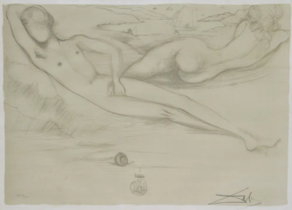 Lithograph Dali - A la Plage from the Nudes Suite