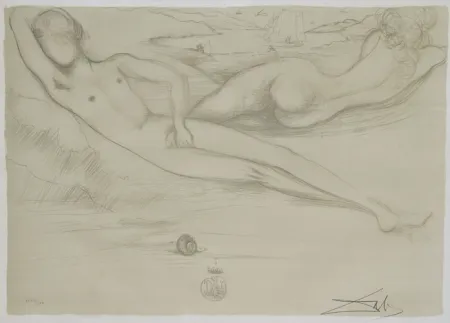 Lithograph Dali - A la Plage from the Nudes Suite