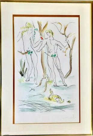 Engraving Dali - Adam et Eve