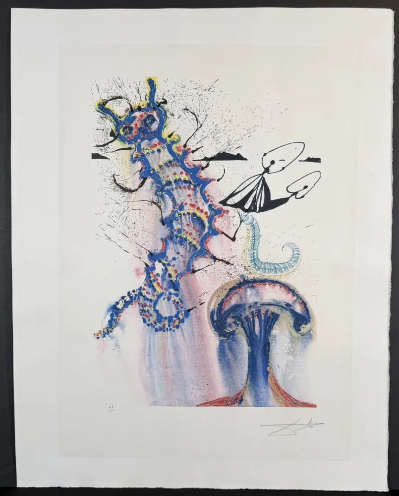 Etching Dali - Alice in Wonderland Advice from a Caterpillar