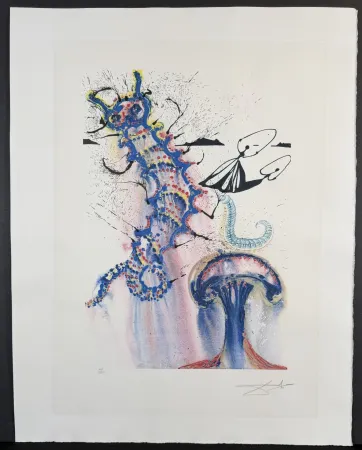 Etching Dali - Alice in Wonderland Advice from a Caterpillar