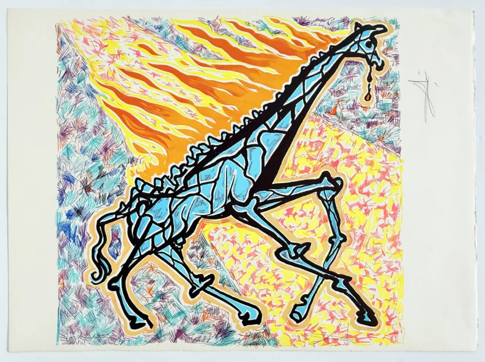 Lithograph Dali - Burning Giraffe