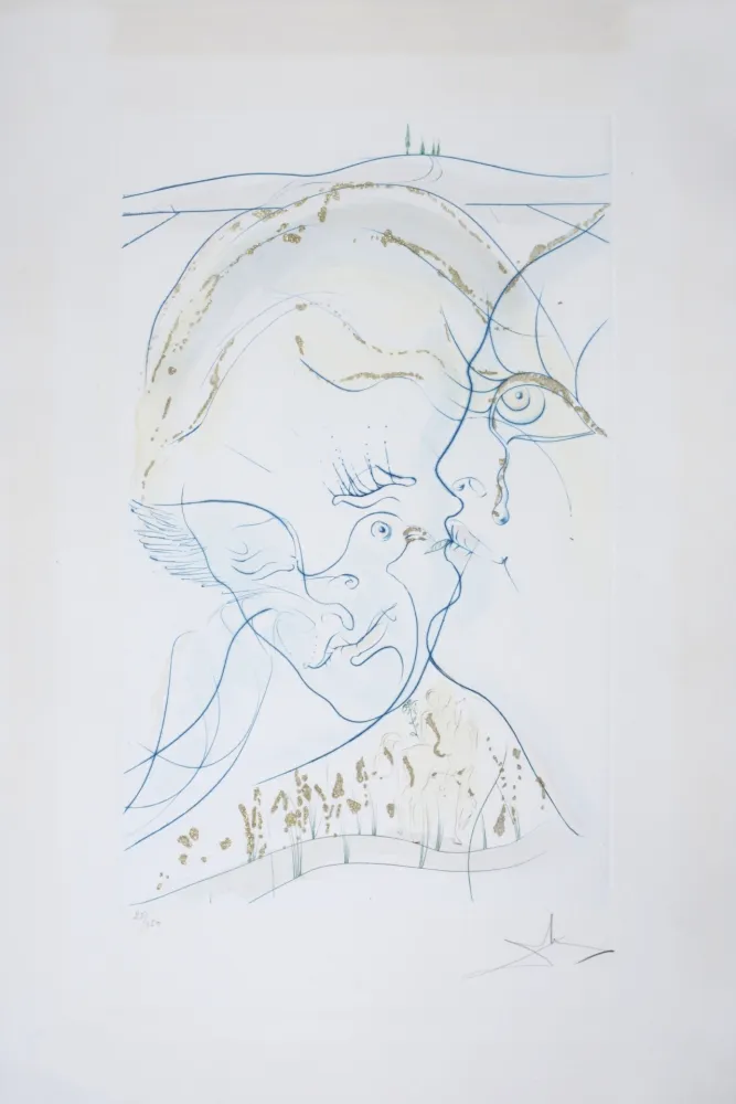 Etching Dali - Cantique des Cantiques : Les Yeux de colombe de la Mariée, 1971 - Hand-signed