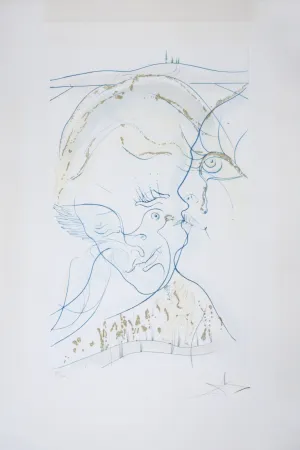 Etching Dali - Cantique des Cantiques : Les Yeux de colombe de la Mariée, 1971 - Hand-signed