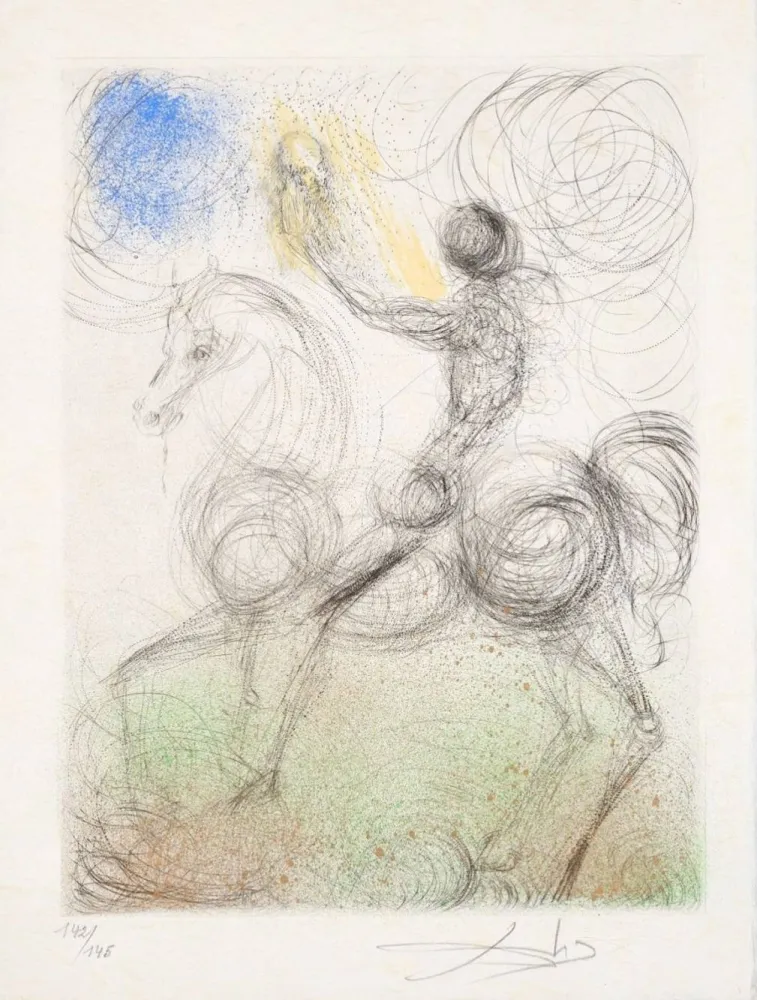 Drypoint Dali - Cavalier et la mort (Knight and Death)