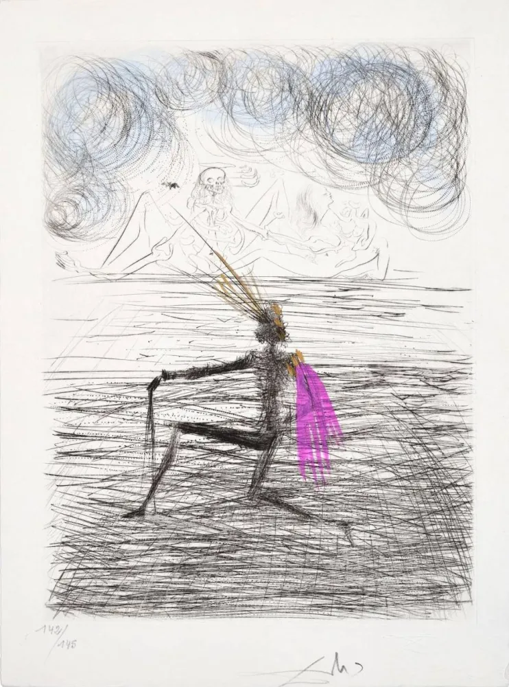 Drypoint Dali - Chevalier à genou (Kneeling Knight)