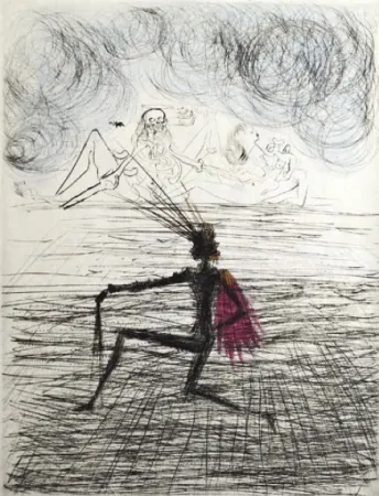 Etching Dali - Chevalier a genoux