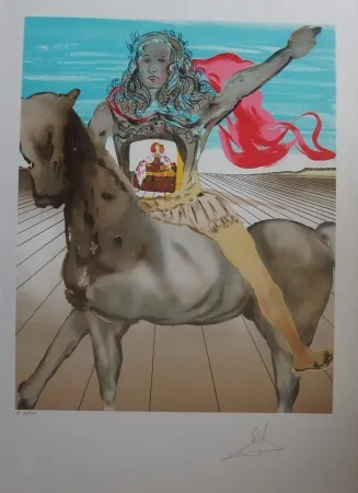 Lithograph Dali - Chevalier surréaliste - Hommage à Velasquez