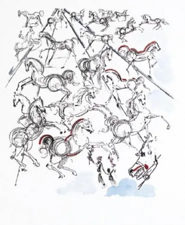 Etching Dali - Chevaux bleus