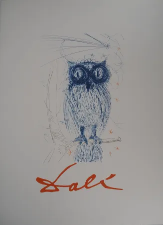 Lithograph Dali - Chouette bleue