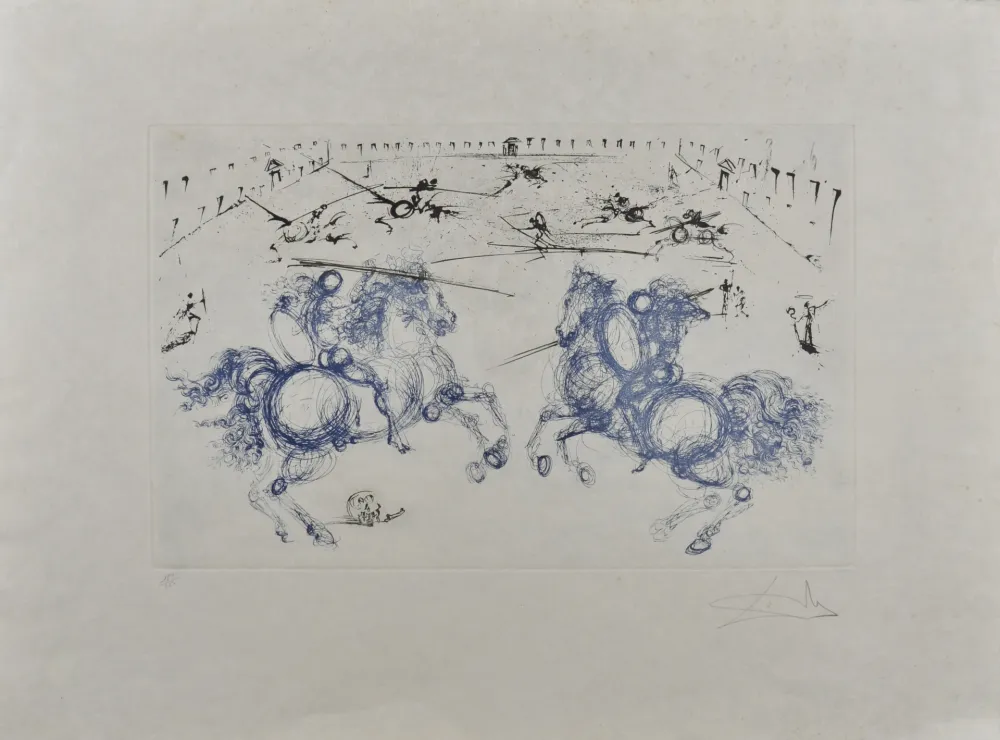 Etching Dali - Combat de cavaliers, 1971 - Hand-signed