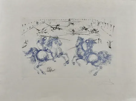Etching Dali - Combat de cavaliers, 1971 - Hand-signed