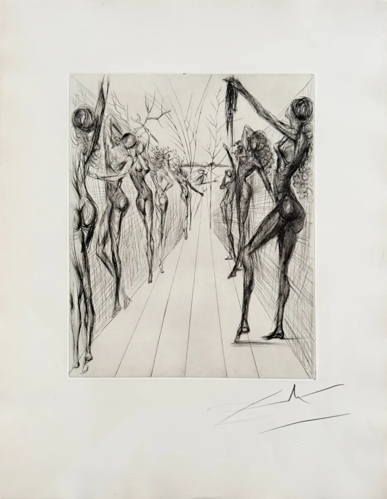 Drypoint Dali - Corridor de Kathmandou (Katmandu Corridor), black