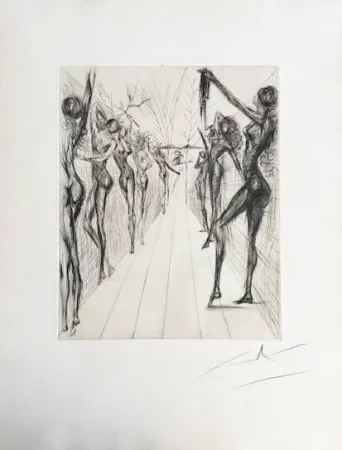 Drypoint Dali - Corridor de Kathmandou (Katmandu Corridor), black