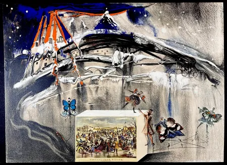 Lithograph Dali - Currier & Ives New York Central Park Winter