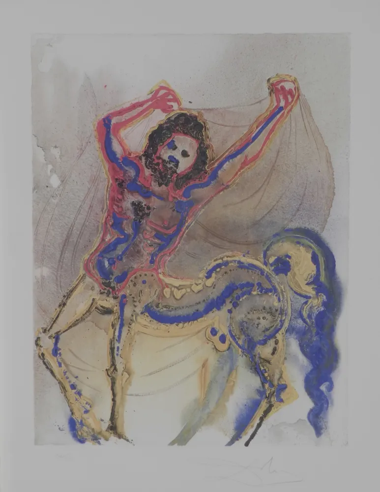 Lithograph Dali - Dalinean Horses The Centaur of Crete