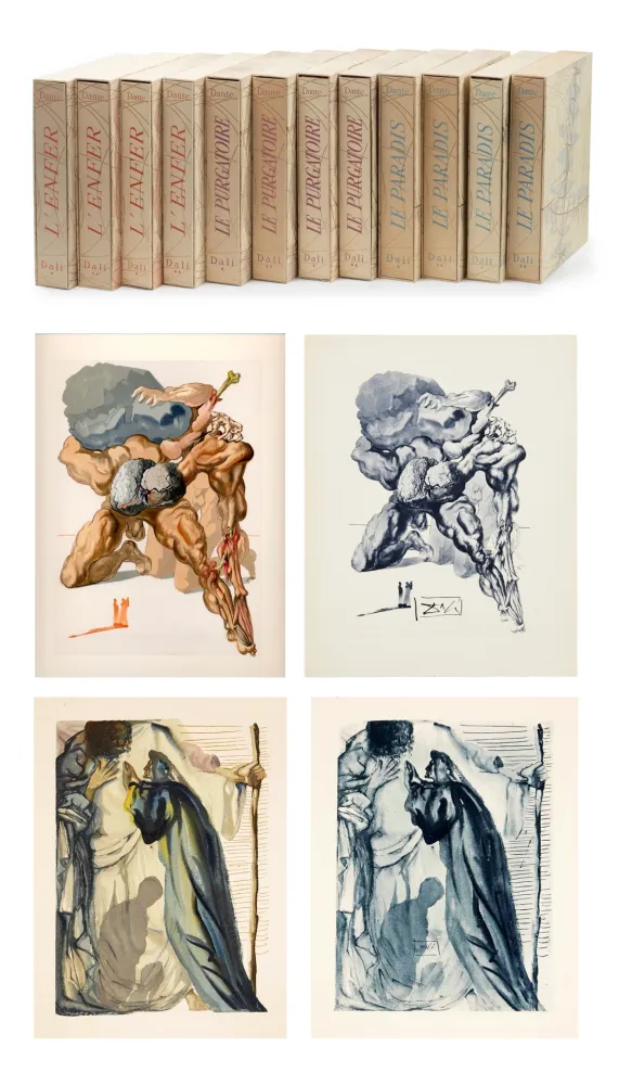Illustrated Book Dali - Dante : LA DIVINE COMÉDIE. 12 volumes. 100 planches couleurs + suite couleurs + suite gravée + décompositions des couleurs (1959-1963)