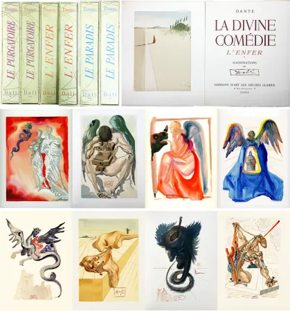 Illustrated Book Dali - Dante : LA DIVINE COMÉDIE. 6 volumes. 100 planches couleurs dont 33 signées (1959-1963).
