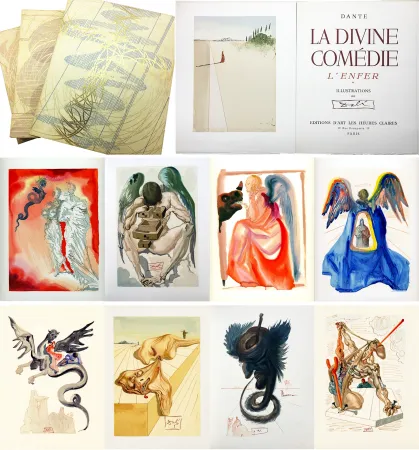 Illustrated Book Dali - Dante : LA DIVINE COMÉDIE. 6 volumes. 100 planches couleurs dont 33 signées du cachet (1959-1963)